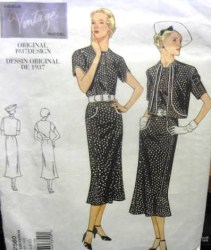 2560 VOGUE RETRO 1937  BOLERO JACKET, LONG A-DRESS PATTERN 6-10, 12-16 choice uncut